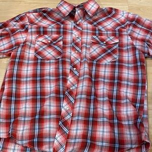 Wrangler Red and White Plaid Casual Shirt